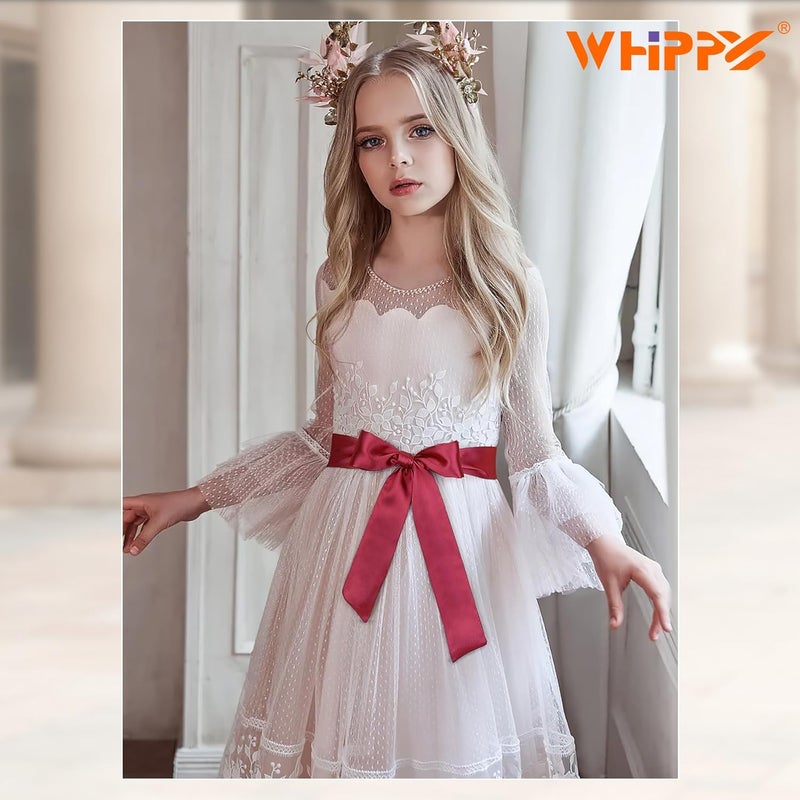WHIPPY Sash Belt for Girls Dress Kids Long Waist Belts for Wedding Party 2'' Wide - Image 5